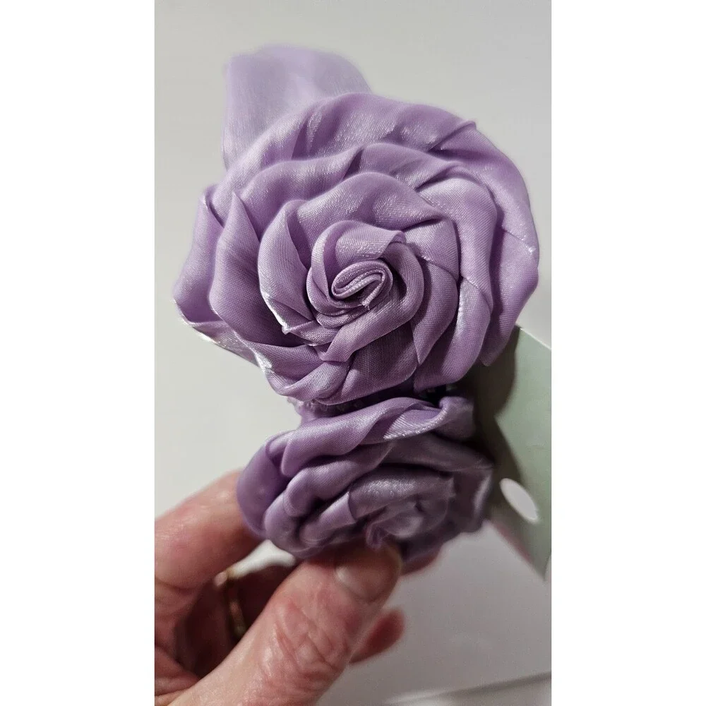 Rose Headband Silky Material Children or Adult sized Pink, Blue, Purple pastels